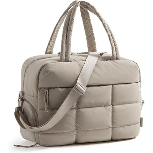 BAGSMART Gym Bag for Women, Carry on Travel Duffel Bag, Water-resistant Weekender with Shoe Compartment for Gym Travel Work, Camel, Medium