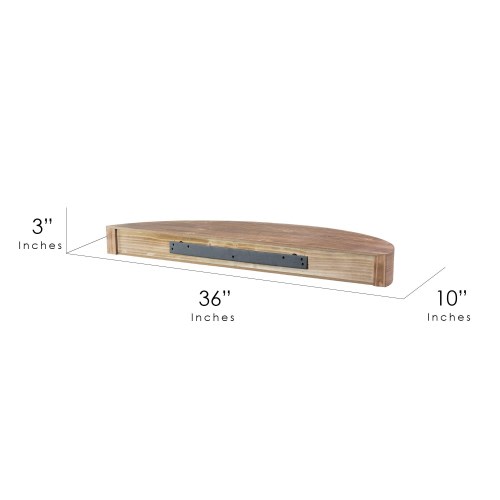 American Art Decor Large Round Wood Floating Wall Shelf - Brown - 36" L x 3" H x 10" D