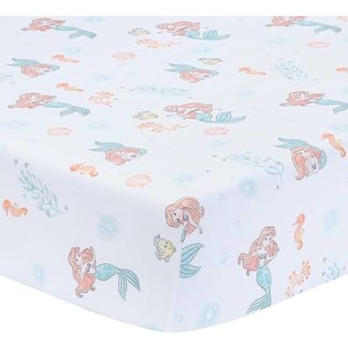 Bedtime Originals Disney Baby The Little Mermaid White Fitted Crib Sheet - Ariel
