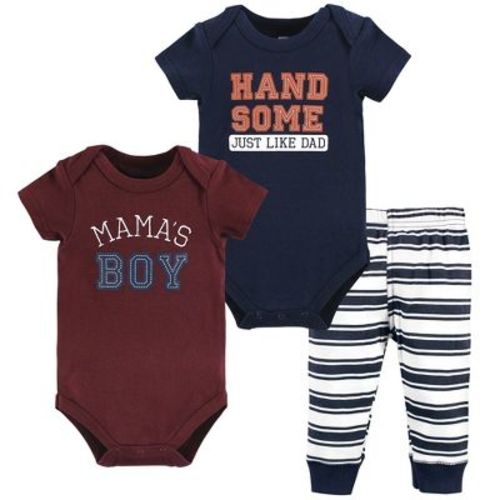 Hudson Baby Infant Boys Cotton Bodysuit and Pant Set, Mamas Boy, 6-9 Months