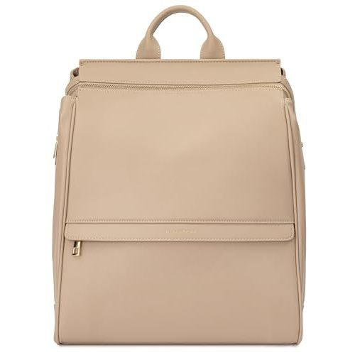MIA + SOPHIA Leather Diaper Bag Backpack with Changing Pad, Stroller Straps, Bottle Holder (Beige Sophia)