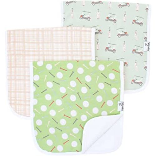 Copper Pearl Premium Baby Burp Cloths - 3-Pack Large Cotton Burp Cloths, Extra Soft Spit Up Rags with 3 Absorbent Layers, Perfect for Baby Boy and Baby Girl Gifts (21" x 10" Size, Bogey Set)