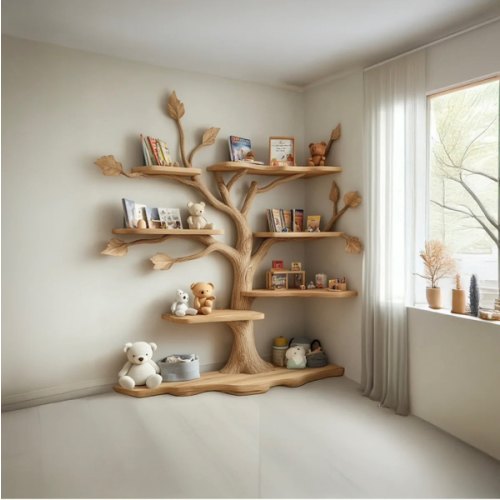 Tree Kids Bookshelf Natural Trees Handmade Baby Room Decor Gift SINLTB