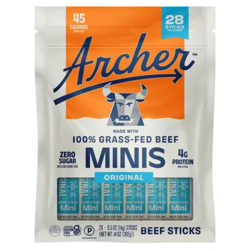 Country Archer Grass-Fed Beef Stick Minis Original, 0.5 oz, 28-Count