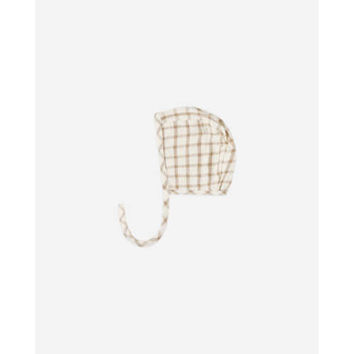 Woven Baby Bonnet || Cinnamon Plaid