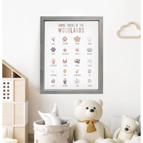 Woodland nursery decor, Forrest Nursery Boho Decor, Animal Tracks, Woodland Creatures, Canvas Wall art; wood frame, unframe or ropeboard