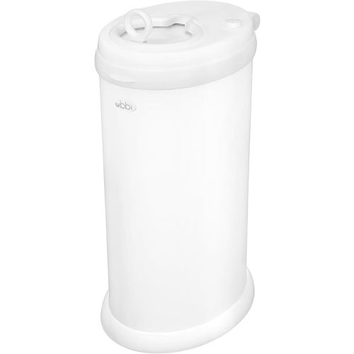 Ubbi Steel Nappy Bin - Odour-Locking Diaper Pail for Baby Nursery, No Special Bags Needed, Powder-Coated Stainless Steel, Childproof Lock, Award-Winning Baby Must Have & Newborn Essential, Matte White