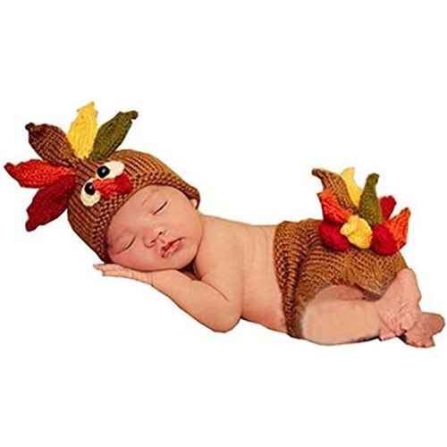 Baby Photography Prop Cute Turkey Knitted Crochet Costume Hat Caps Diaper
