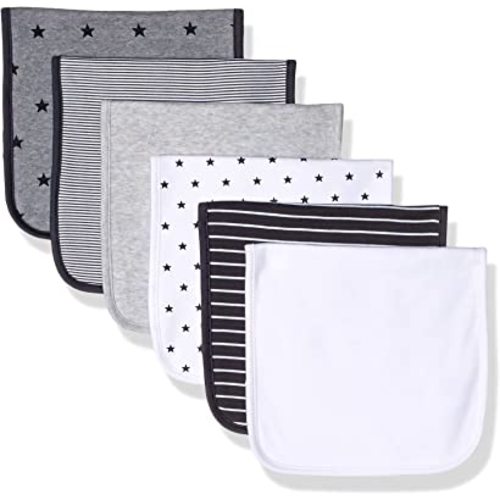 Amazon Essentials Unisex Kids' Burp Cloths, Pack of 6