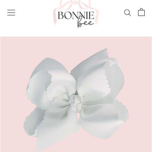 White Scallop Edge Grosgrain Bow