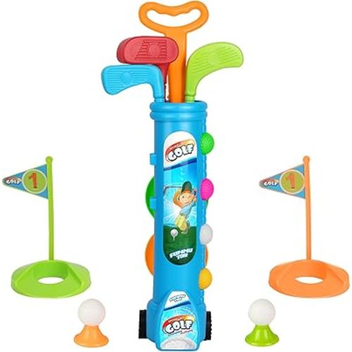 Liberry Kids Golf Clubs Set, Golf Toy with 1 Golf Cart, 3 Golf Clubs, 2 Practice Holes, 2 Golf Tees & 6 Balls, Indoor Outdoor Sports Toy Gift for Boys Girls Ages 1 2 3 4 5