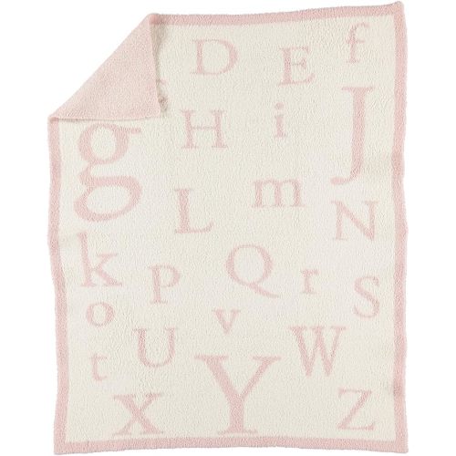 Barefoot Dreams® CozyChic® ABC Blanket, Dusty Rose/Cream