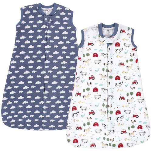 Hudson Baby Unisex Baby Premium Quilted Sleeveless Sleeping Bag and Wearable Blanket, Boy Farm Animals, 18-24 Months