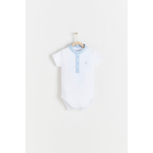 Clouy Mandarin Collar Short Sleeve Bodysuit