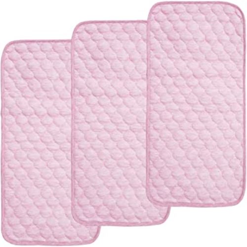 BlueSnail Bamboo Quilted Thicker Waterproof Changing Pad Liners, 3 Count (Pink)