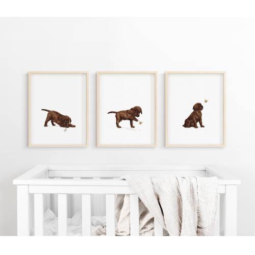 Chocolate Labrador print, puppy nursery art, Chocolate Lab puppy, dog nursery wall art, kid room decor, dog print, choco lab puppy art
