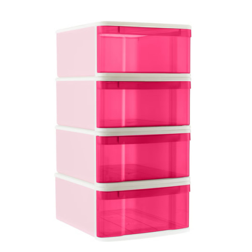 (Pink, Set of 4) Tint Stackable Storage Drawer | Closet Spares/Blanket Organization