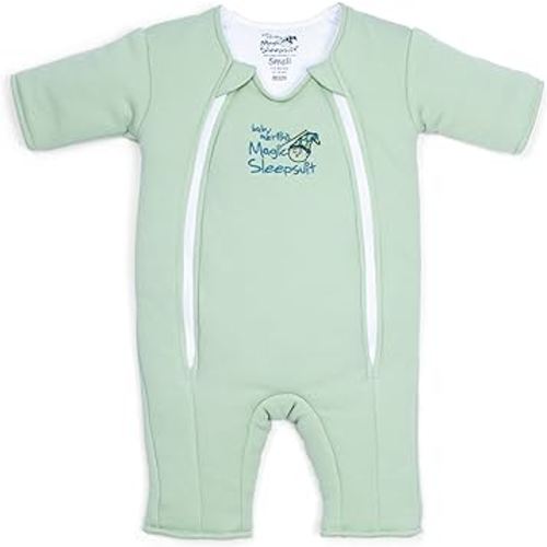Magic Sleepsuit Baby Merlin's 100% Cotton Baby Transition Swaddle - Baby Sleep Suit - Sage Green - 3-6 Months
