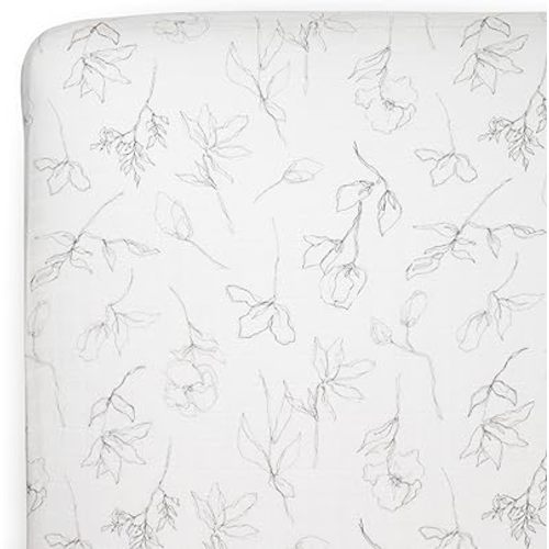 Little Unicorn 100% Natural Organic Cotton Muslin Crib Sheets | Breathable, Naturally Soft Fabric (Pencil Floral)