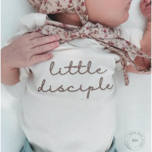 Embroidered Little Disciple Onesies® Brand, for Babies, Personalized Baby Onesies® Custom Natural Neutral Onesie® Christian, Religious 1038