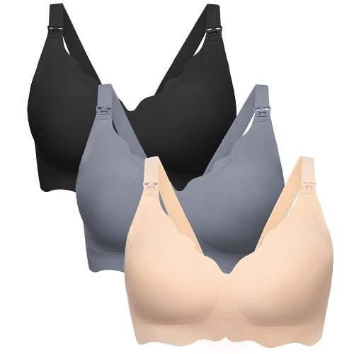 Angelhood Nursing Bras for Breastfeeding Ultra Comfort Seamless Maternity Bra Pack Wireless Pregnancy Bralette Bra Extender