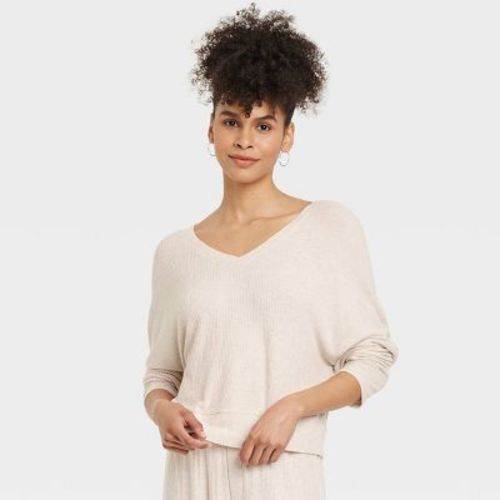Women's Cozy Ribbed Pullover - Auden™ Oatmeal L