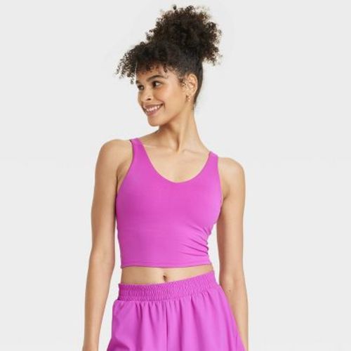 Women's Flex Light Support V-neck Cropped Sports Bra - All In Motion™ Dark Violet Xxs