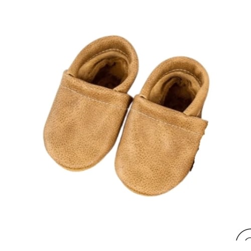 Starry Knight Warm Neutrals Loafer Leather Baby Booties - Sahara