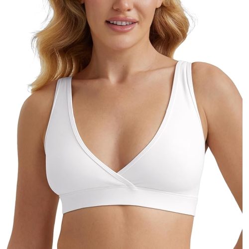CRZ YOGA Butterluxe Maternity V Neck Nursing Bras - Wireless Sleep Breastfeeding Lounge Womens Pregnancy Bralette Comfy