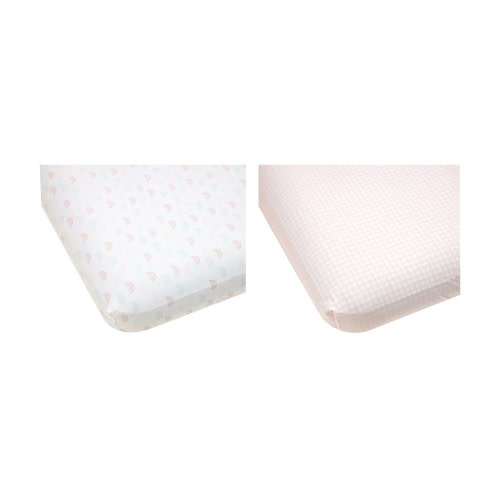 2 Pack Organic Cotton Fitted Cot Sheets - Rainbow and Pink Gingham - Kmart NZ