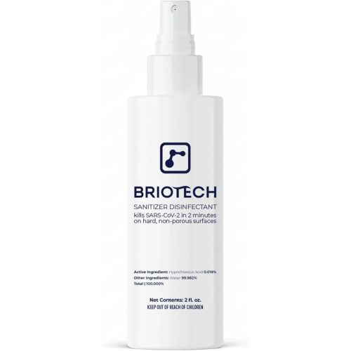 BRIOTECH Sanitizer Disinfectant, Hypochlorous Acid, Travel, 2 oz