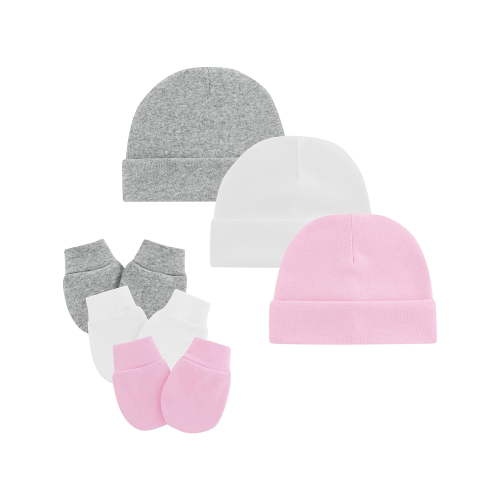 FOREEMME Baby Beanies for Boys Girls Newborn Baby Hat with Mittens Cute Cotton Hospital Hats for 0-6 Months