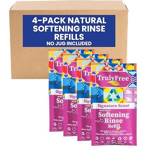 Truly Free Signature Scent Softening Rinse, Natural Fabric Softener - Plant-Based, Non-Toxic, Safe for Babies & Kids, 200 Loads (w/o Jug)