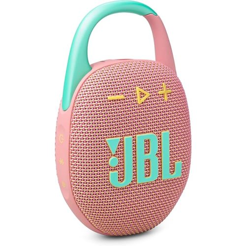 JBL Clip 5 - Ultra-Portable, Waterproof & Dustproof Bluetooth Speaker, Big Pro Sound with Punchy bass, Integrated Carabiner, Up to 12 Hours of Play, Made in Part with Recycled Materials (Pink)
