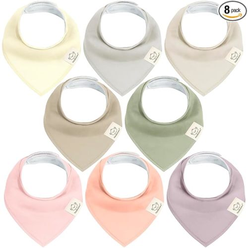 8-Pack Organic Baby Bandana Bibs for Girls - Super Absorbent Triangle Baby Bibs for Drooling and Teething Infant, 100% Cotton Extra Soft for Newborn, Infant 0-36 Months (Embrace)