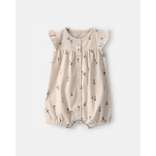 Baby Girl Floral Short-Sleeve Romper - Tan | Carter's