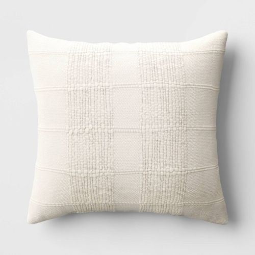 Textural Solid Square Throw Pillow Off-white - Threshold™: Decorative Accent For Modern Home Decor, Indoor Use