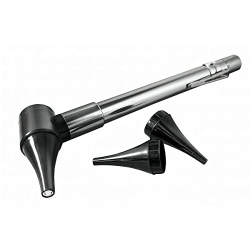 Third Generation Dr Mom Slimline Stainless LED Pocket Otoscope with Soft White Natural Hue Light Spectrum in Clamshell Packaging