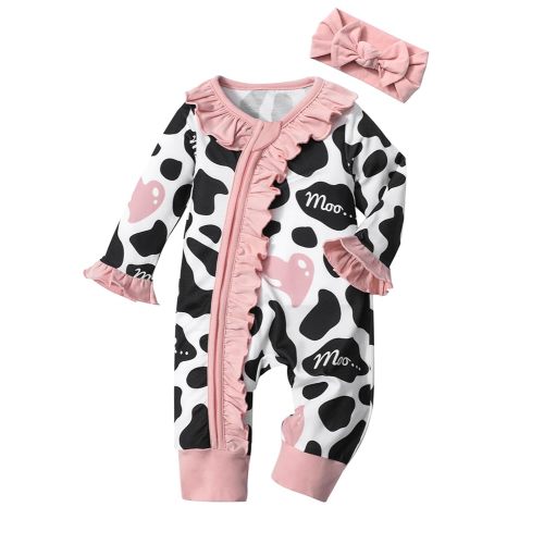 Infant Newborn Baby Girl Clothes Onesies for Baby Girl Long Sleeve Ruffle Baby Clothes with Headband