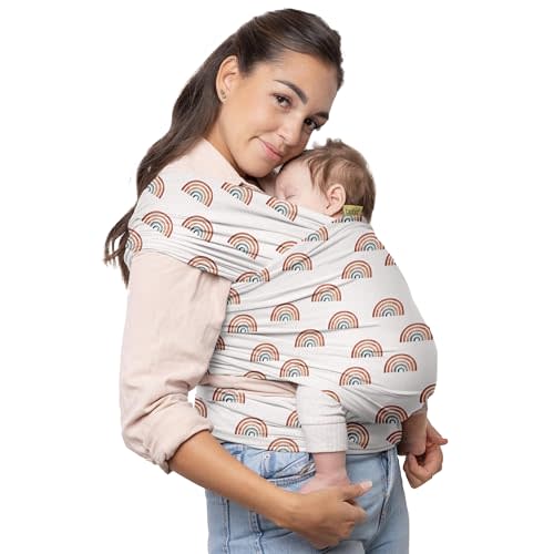 Boba Baby Wrap Carrier - Original Baby Carrier Wrap Sling for Newborns - Baby Wearing Essentials - Newborn Wrap Swaddle Holder, Newborn to Toddler Infant Sling (Serenity Rainbows)