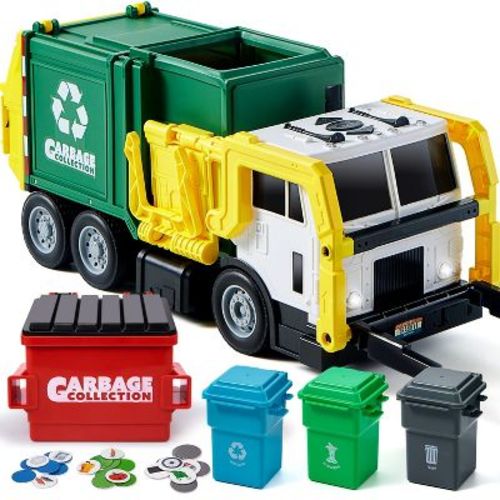 Joyfy 16" Garbage Truck Toy for Kids, Toddler Trash Truck Toys for 3 4 5 6 Year Old Boys & Girls, Easter Christmas Birthday Gift for Boys Girls