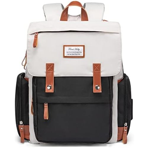 Frank Mully Diaper Bag Backpack Large Multifunction Travel Baby Bag for Mom Dad Black White