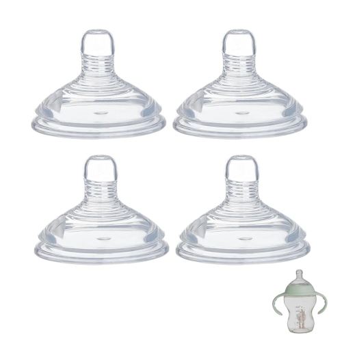 4 Pack Bottle Nipples Compatible with Tommee Tippee Natural Bottle, Replacement Soft Silicone Nipples, Breast-Like with Anti-Colic Valve (S, Slow Flow)