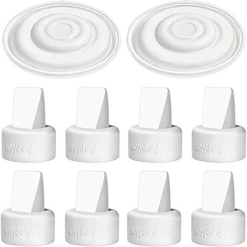PumpMom-us Breast Pump Parts, 8 Duckbill Valves and 2 Silicone Membrane for Spectra S2, S1 and 9 Plus Breastpumps, Compatible with Spectra Valves and Silicone Diaphragm