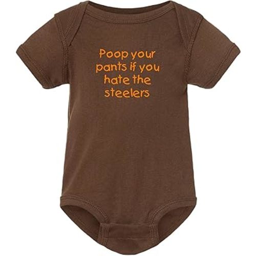 Cleveland Fan Poop Your Pants if You Hate the Steelers Funny Bodysuit Outfit - Brown