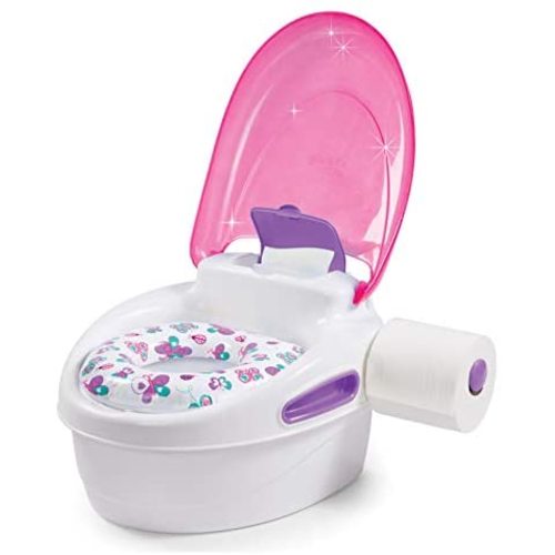 Summer Step by Step Potty, Pink - 3-in-1 Potty Training Toilet - Features Contoured Seat, Flushable Wipes Holder and Toilet Tissue Dispenser