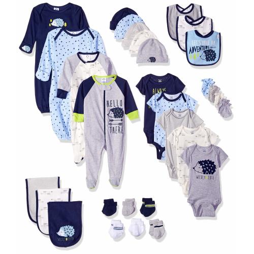GERBER Baby Boys' 30-Piece Essentials Gift Set, Hedgehog, Newborn