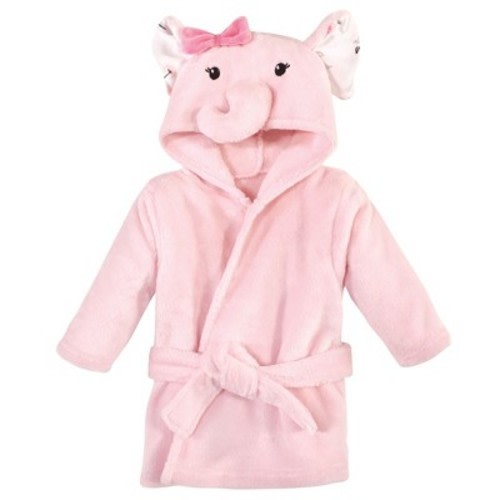 Hudson Baby Infant Girl Plush Animal Bathrobe, Pink Floral Elephant, 0-9 Months
