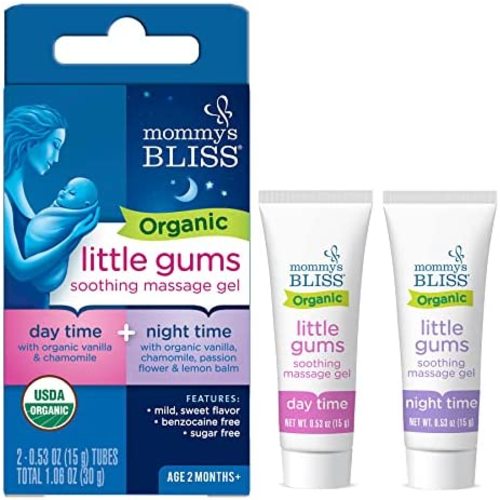 Mommy's Bliss Organic Little Gums Soothing Massage Gel Day and Night Combo Helps with Tender Age Months + Sugar Free 2 - 0.53 Oz Tubes, mild, sweet flavor, 1 Count