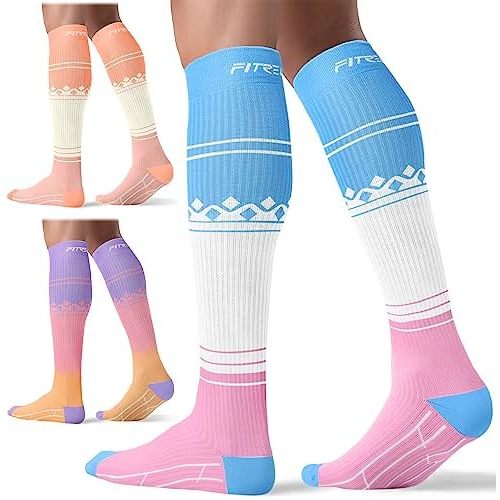 FITRELL 3 Pairs Compression Socks for Women and Men 20-30mmHg-Circulation Support Socks